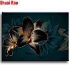 Картина из черного золота с изображением листьев 5d 