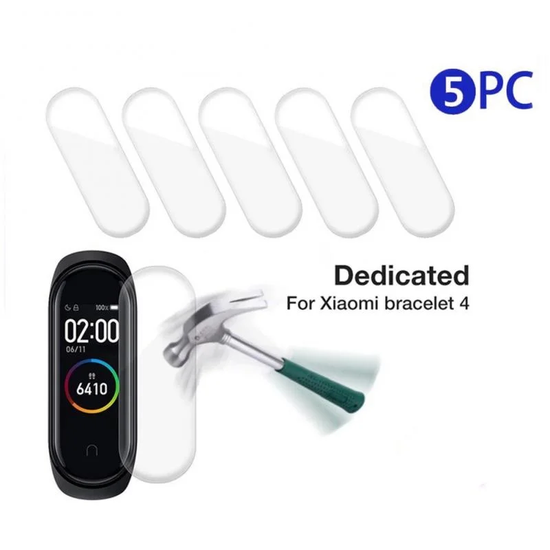 

5Pcs Protective Film Glass For Xiaomi Mi Band 4 Hydrogel Cover Tempered Film Full Screen Protector Protection Permeability Film