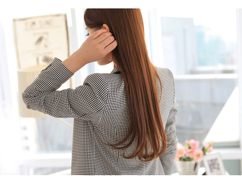Женские блейзеры в клетку, Женский блейзер,, длинный рукав, деловая куртка, женские блейзеры и куртки, плюс размер, блейзер, женский короткий