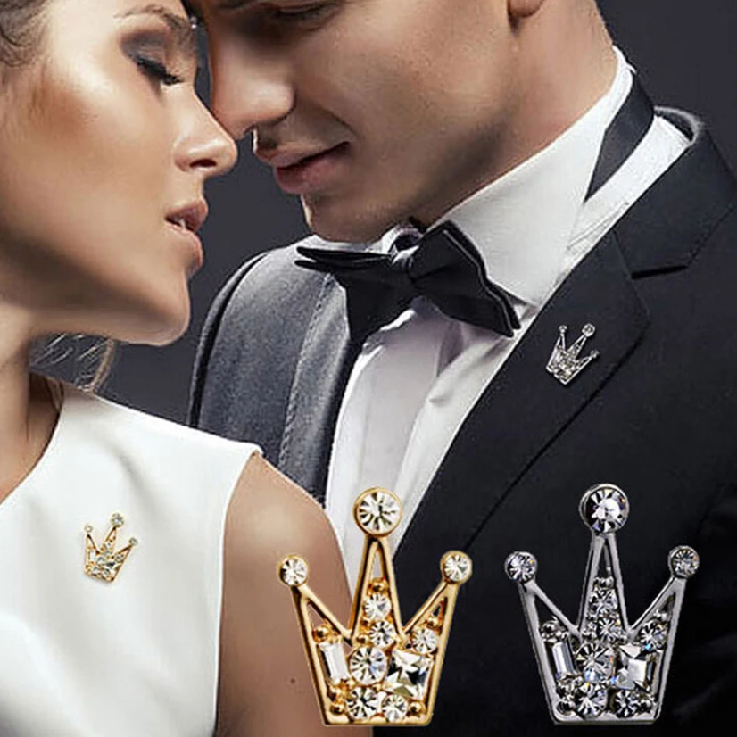 

Mini Crown Crystal Brooch Buckles On Suit Women And Men With Rhinestone Corsage Brooches Ladies Christmas Gifts For Man
