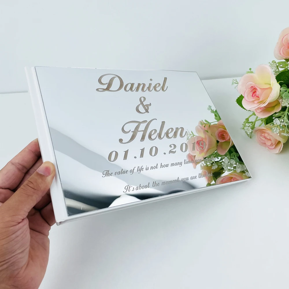 Персонализированная зеркальная акриловая Гостевая книга с именем жениха