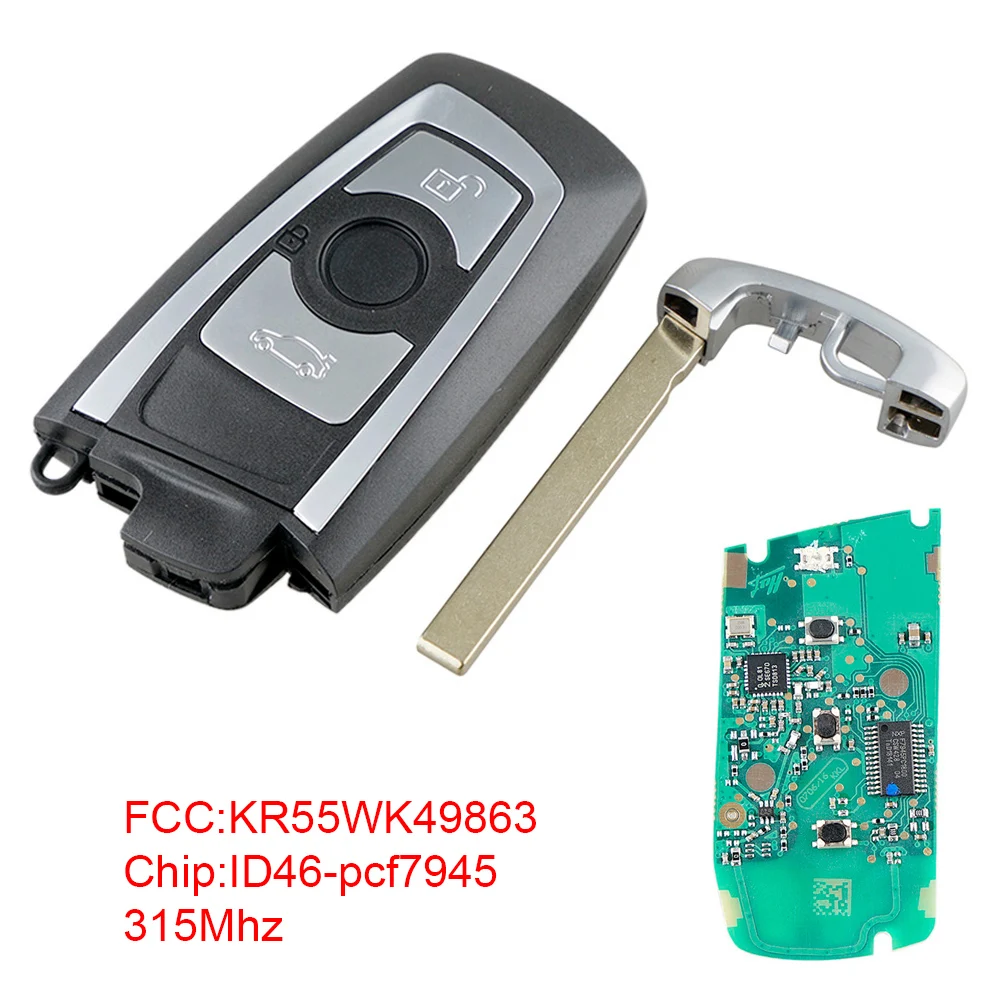 

315Mhz Smart Car Remote Key Keyless KR55WK49863 Auto Car Key Replacemennt Fit for BMW 1 2011-2017 2 3 4 X5X X6 CAS4