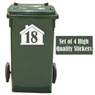 4 X белые наклейки на колесную корзину с номером дома, индивидуальные, 14 см x 16 см