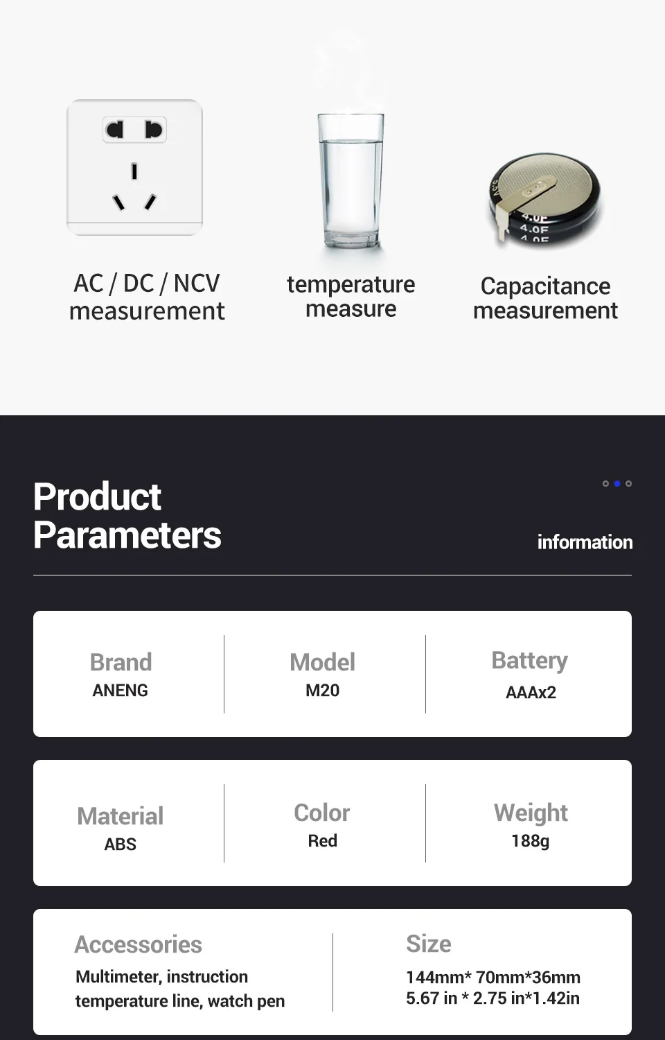 ANENG M20 мультиметр цифровой тестер 6000 отсчетов digital multimeter цифровой Мультиметр токовые клещи transistor tester esr тестер транзисторов амперметр автоматический dc dc мультиметры цифровые конденсатор тестор