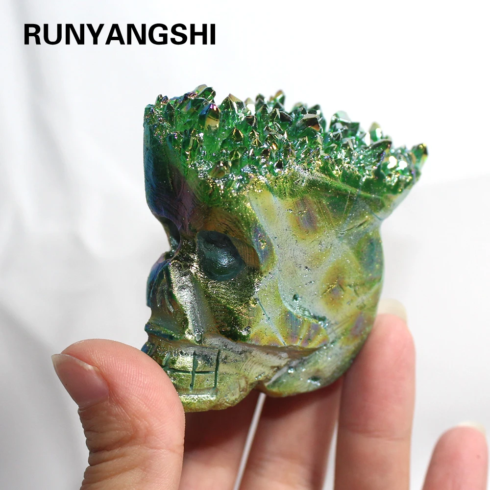 Runyangshi 1 шт. Модный Зеленый необработанный Кристалл кластер череп зеленое
