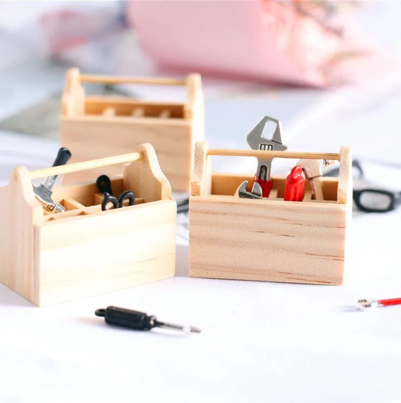 

New 1/6 1/12 scale Miniature Dollhouse Furniture Tool Miniatural Toolbox Mini Hammer wrench for blyth Dollhouse Decor Toys
