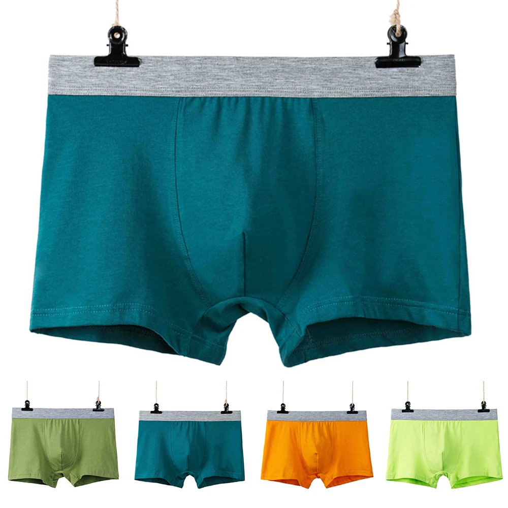 

Men's Boxer Briefs Pure Color Panties Breathable Underwear Sexy Shorts Cotton Underpant Male Clothes