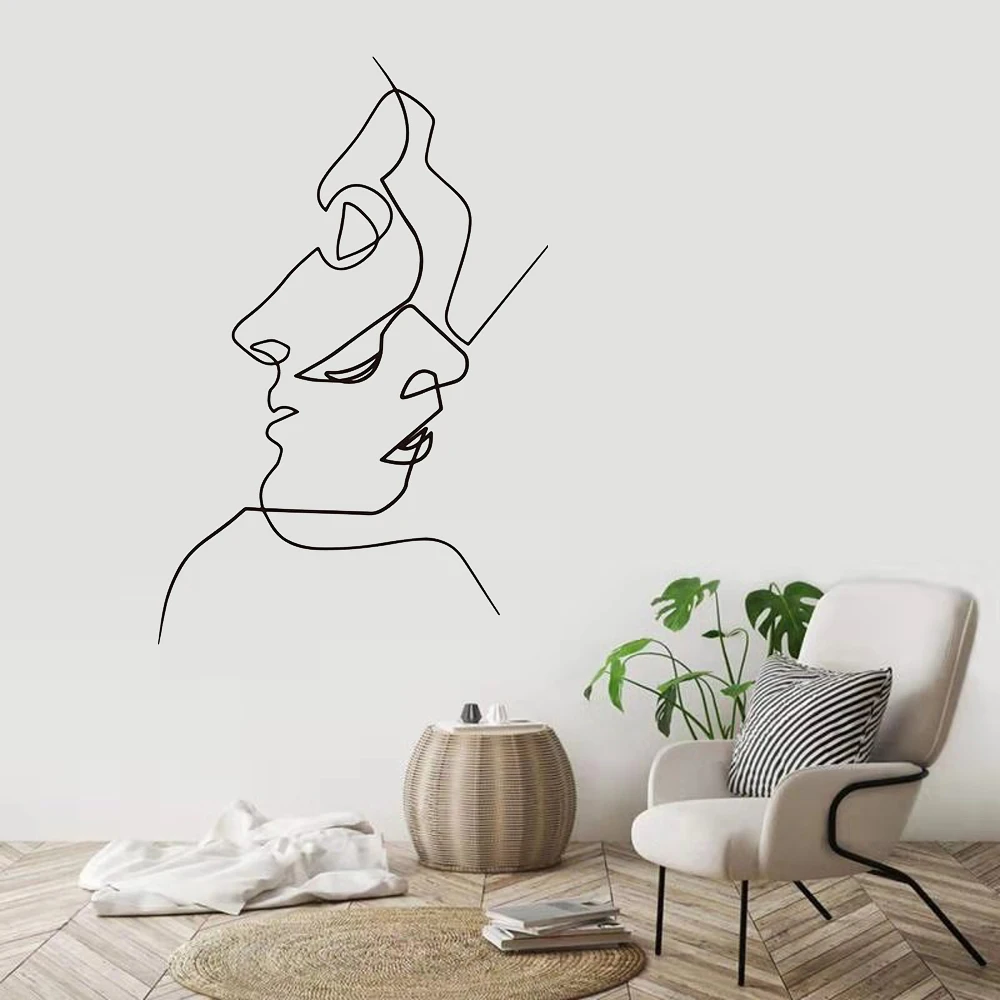 

Faces, Line Art Wall Decal Couple, Love, Outlines Vinyl Sticker, Home Decor, Wall Art Decor, Family, Line Work, Gift