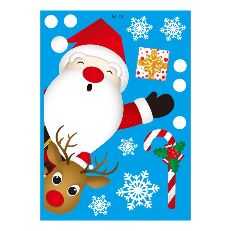 Милые Мультяшные рождественские наклейки на окна с изображением снеговика