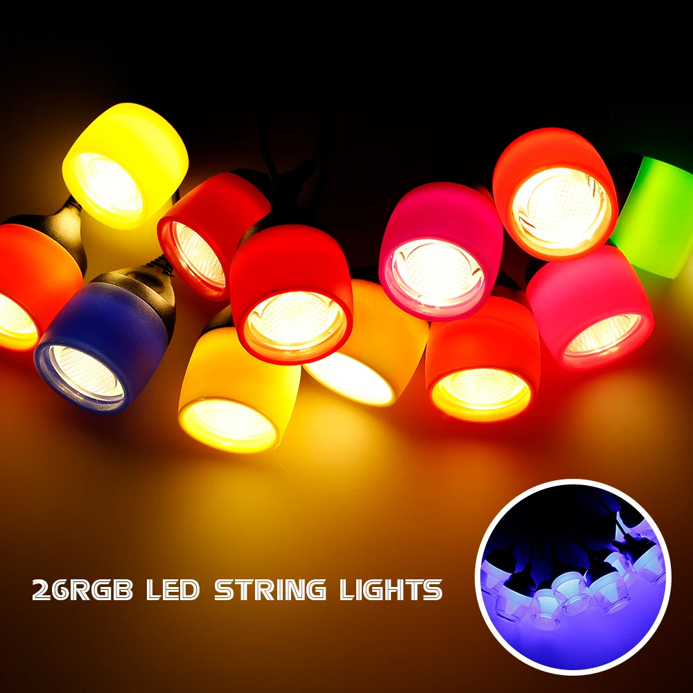 

12 LED RGB String Lights Hanging Outdoor Waterproof Patio Backyard Porch Night Light Party Garden Holiday Lighting Decoration