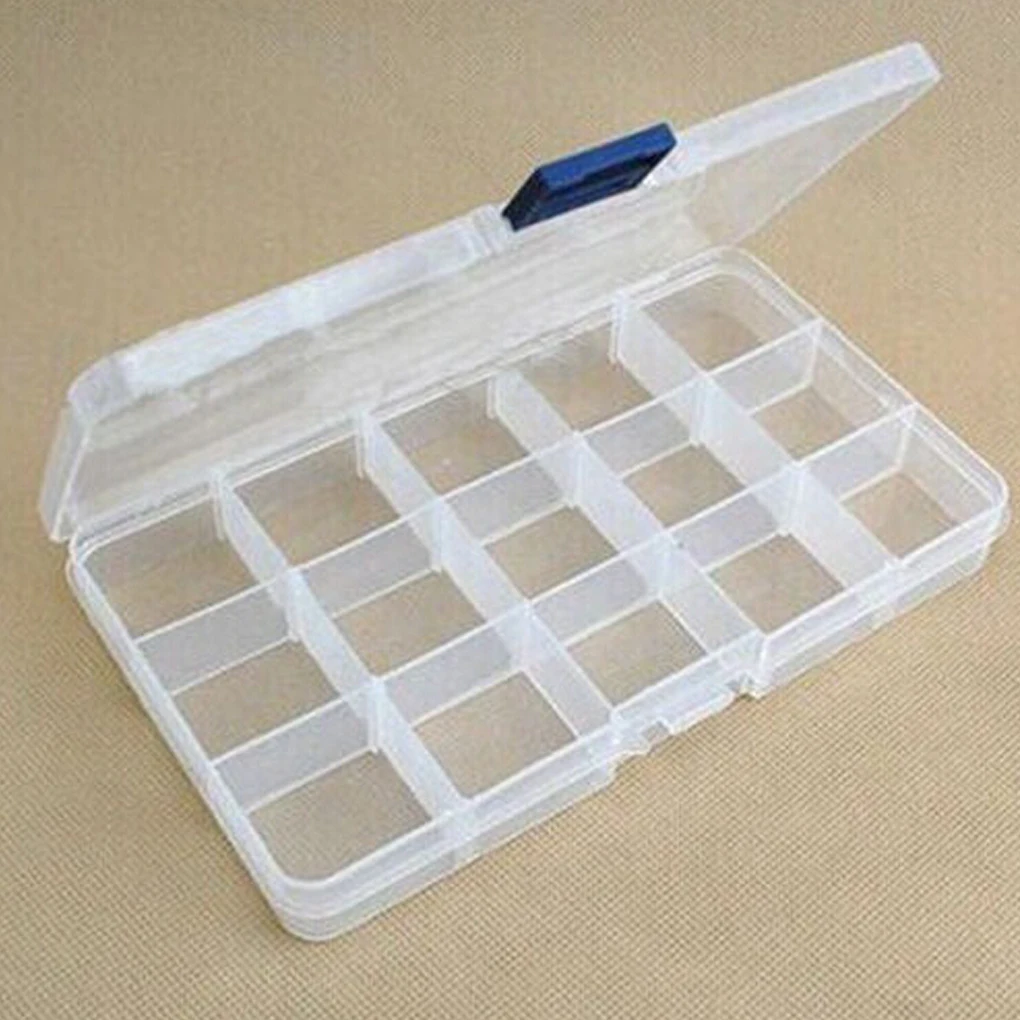 

Шкатулка для ювелирных изделий, регулируемый пластиковый бокс с 15 отделениями для бусин и сережек, прямоугольная коробка для украшений