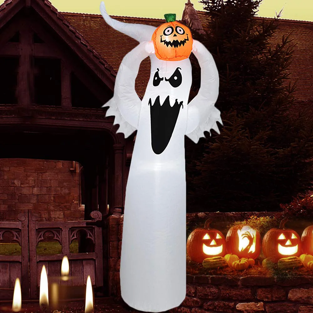

Надувная белая призрачная спутанная подсвеченная кукла с подъемной тыквой реквизит для Хэллоуина Тыква призрачный воздушный шар