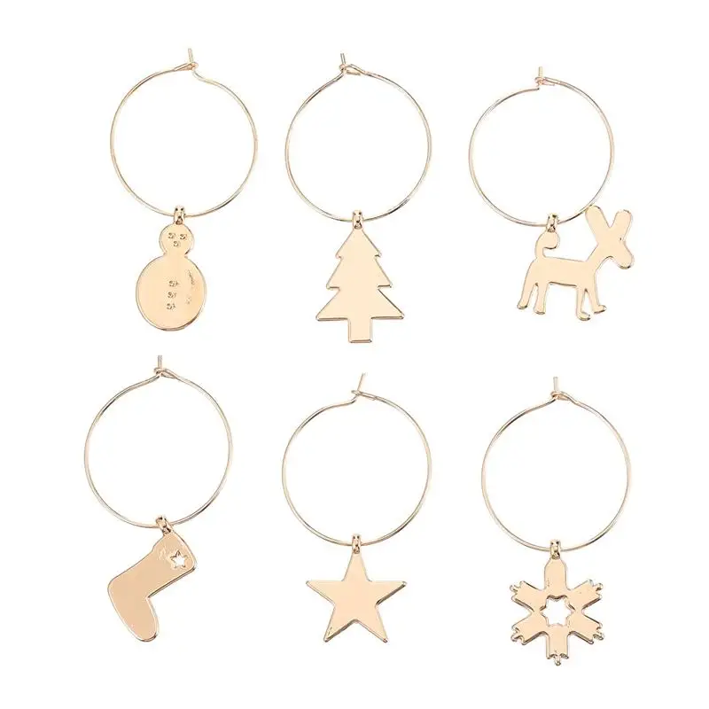 6 шт. металлическая чашка кольца Рождество Опора декоративный бокал для вина