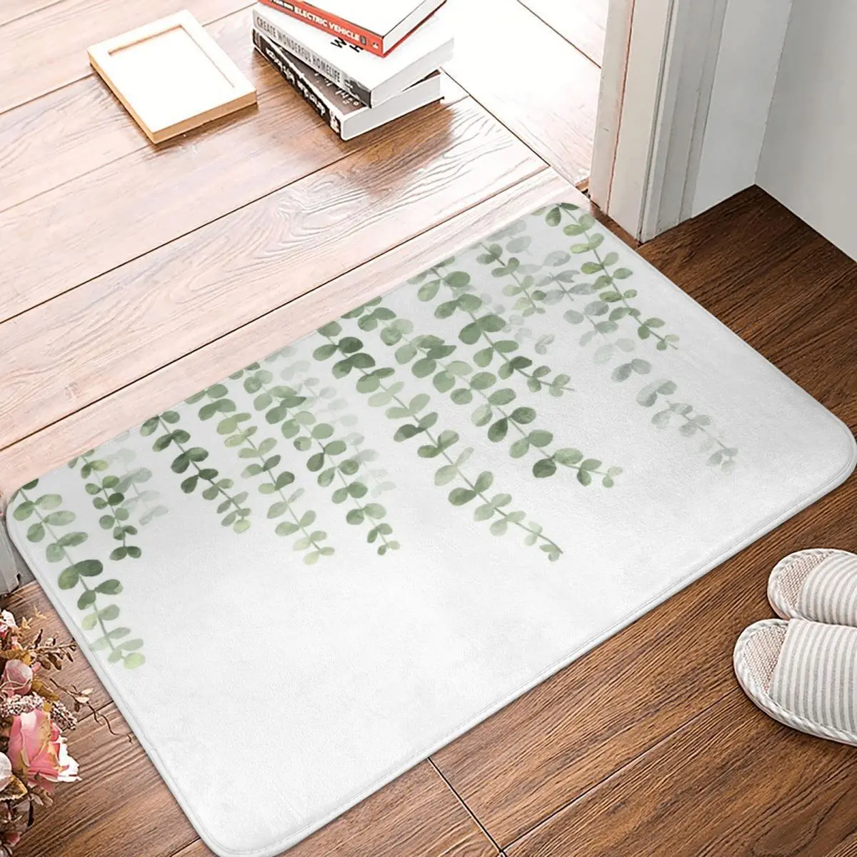 

Eucalyptus Watercolor Doormat Carpet Mat Rug Polyester Non-Slip Floor Decor Bath Bathroom Kitchen Bedroom 40*60