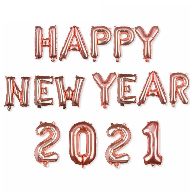 

For 1set Rose Gold Silver Number Foil Balloons Happy New Year Party Decorations 2021 For Wedding Anniversary Decor Latex Globos