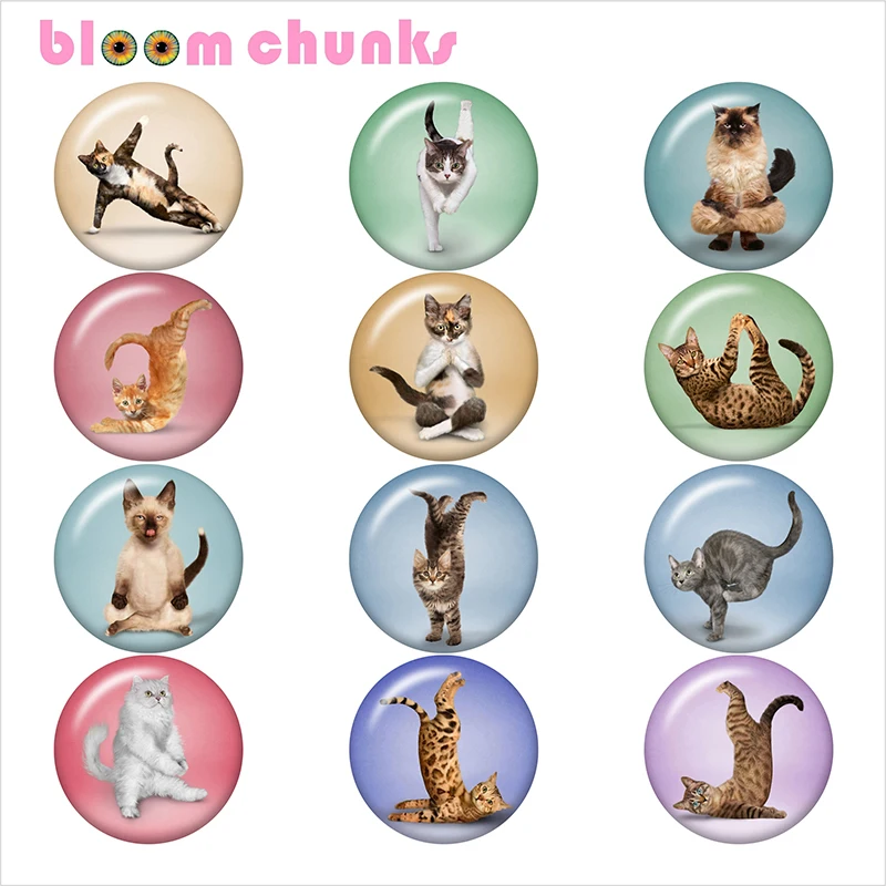 Кошка Йога Горячая 12 мм/18 мм/25 мм/40 мм круглый стеклянный кабошон демонстрационный плоский задний делая результаты TL4012