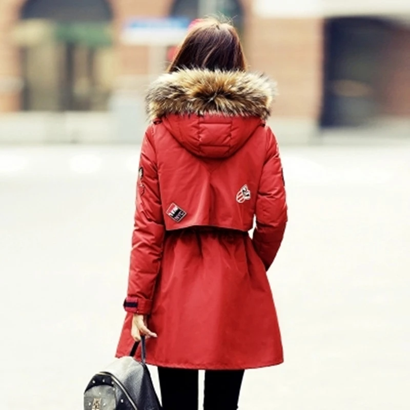 Новинка Женское пальто зимняя куртка с капюшоном на белом утином пуху 2020 большой