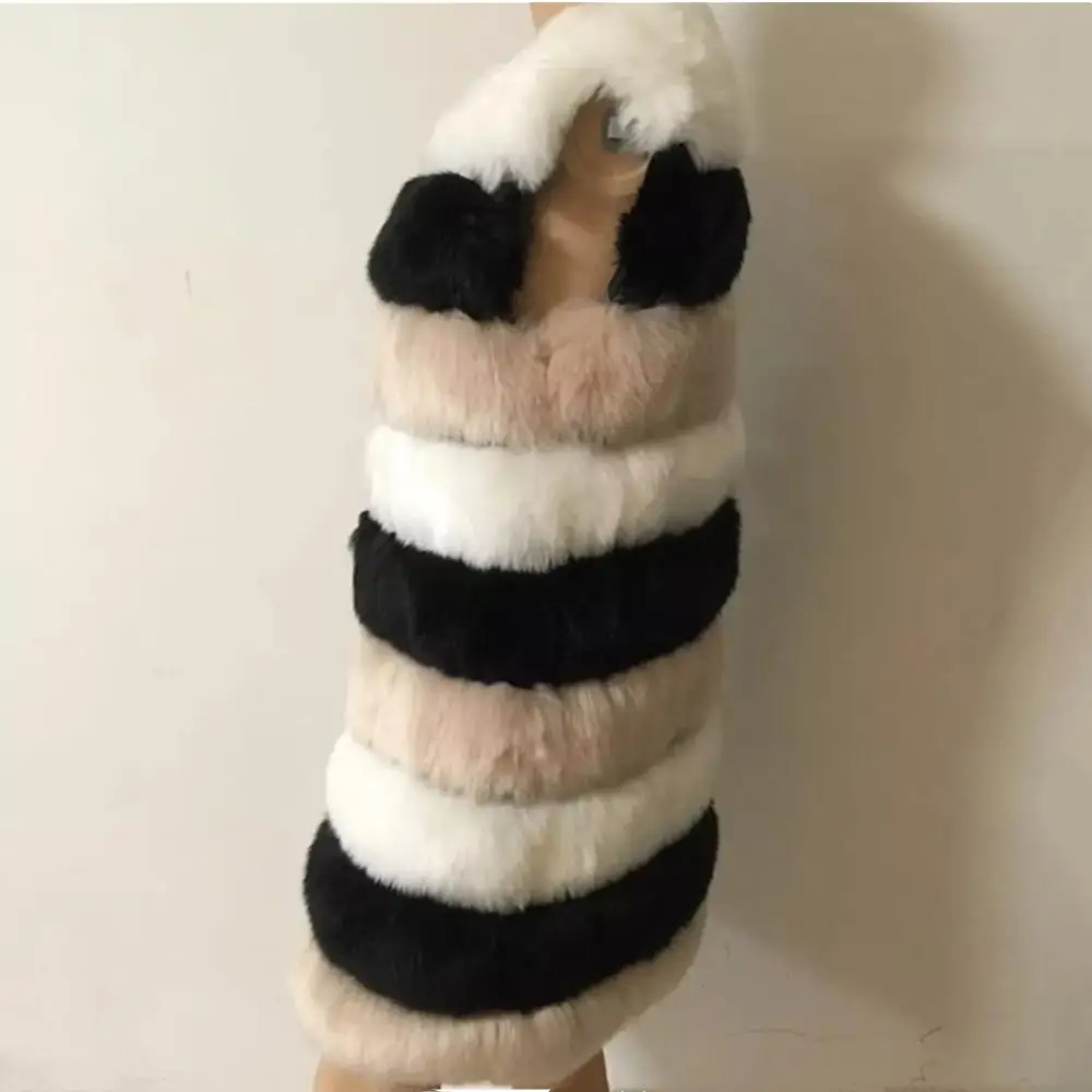 Women Autumn Winter Coat Overcoat Warm Fur Vest Jacket Sleeveless Faux Fur Vest Coat Women Patchwork Color Fake Fox Fur Vest
