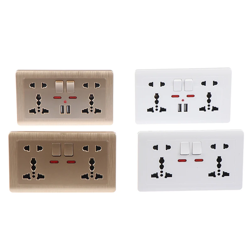 

Wall Power Socket Universal 5 Hole 2.1A Dual USB Charger Port Socket 146mm*86mm LED Indicator UK Standard USB Switched Outlet 1P