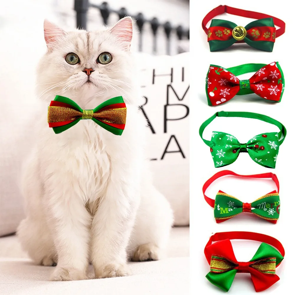 

Christmas Pet Collar For Cat Dog Holiday Cats Dogs Bow Tie Adjustable Neck Strap Pet Grooming Accessories Puppy Cat Necklace