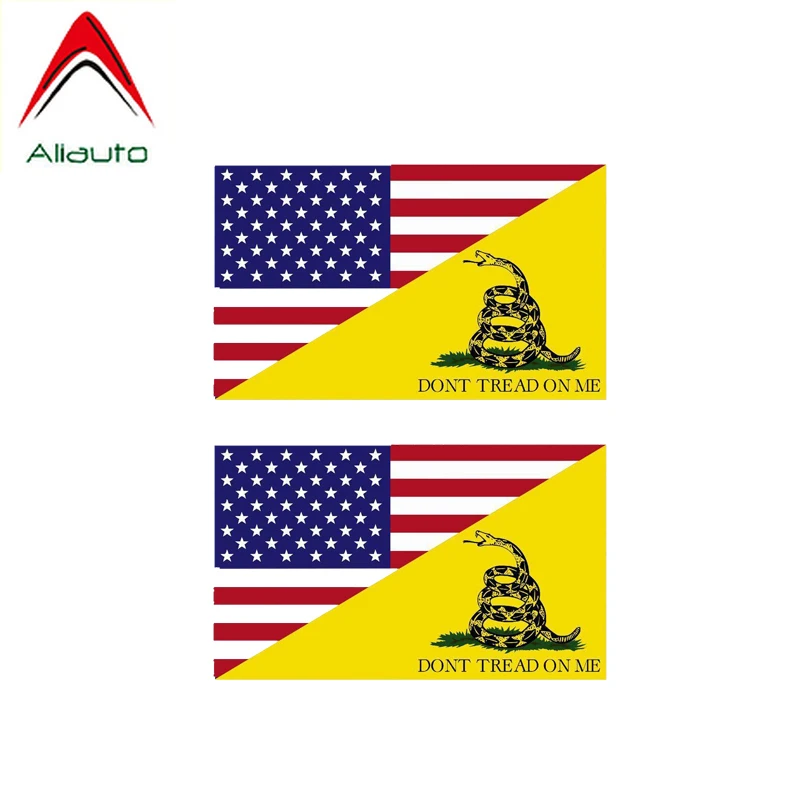 

Aliauto 2 X забавные автомобильные наклейки предупреждающие животные змея не наступают на меня США аксессуары с национальными флагами ПВХ накл...