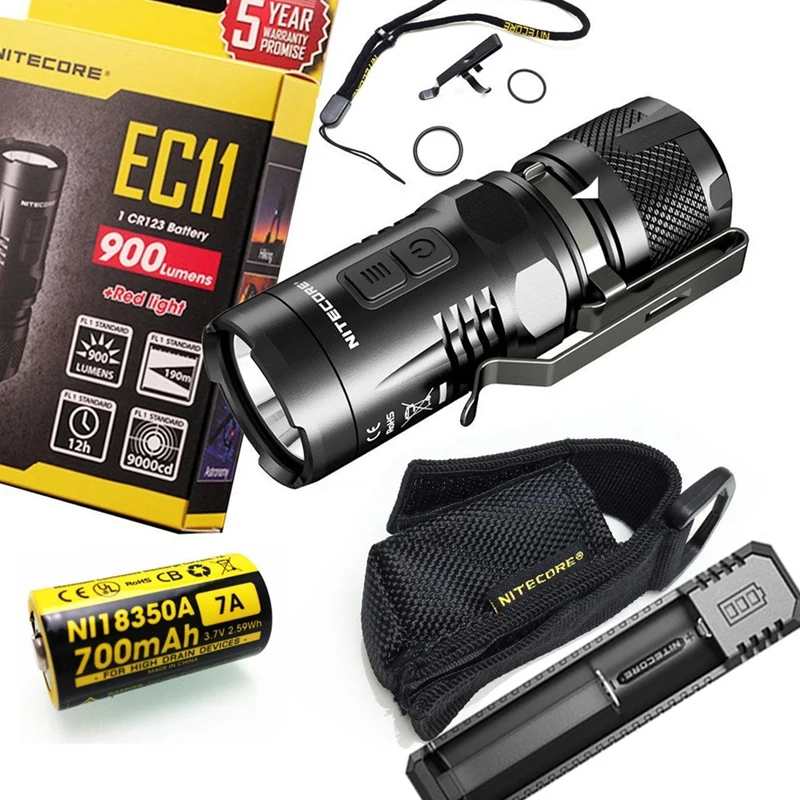 Светодиодный тактический фонарик Nitecore EC11 CREE XM-L2 U2 900 люмен для кемпинга с