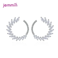 luxury aaa zircon circle stud earrings for women 925 sterling silver earring female wedding engagement jewelry gift