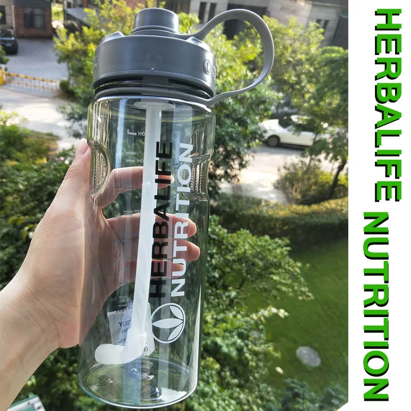 1Л/1000 мл Классический и дизайн синий оранжевый зеленый добавки herbalife Спорт пространство соломы бутылка для воды с крышкой деление шкалы