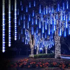 Водонепроницаемая светодиодная гирлянда метеоритный дождь, уличное Рождественское украшение для сада, дерева, вилка, ЕвропаСША, 30 см, 50 см, 8 10 трубок