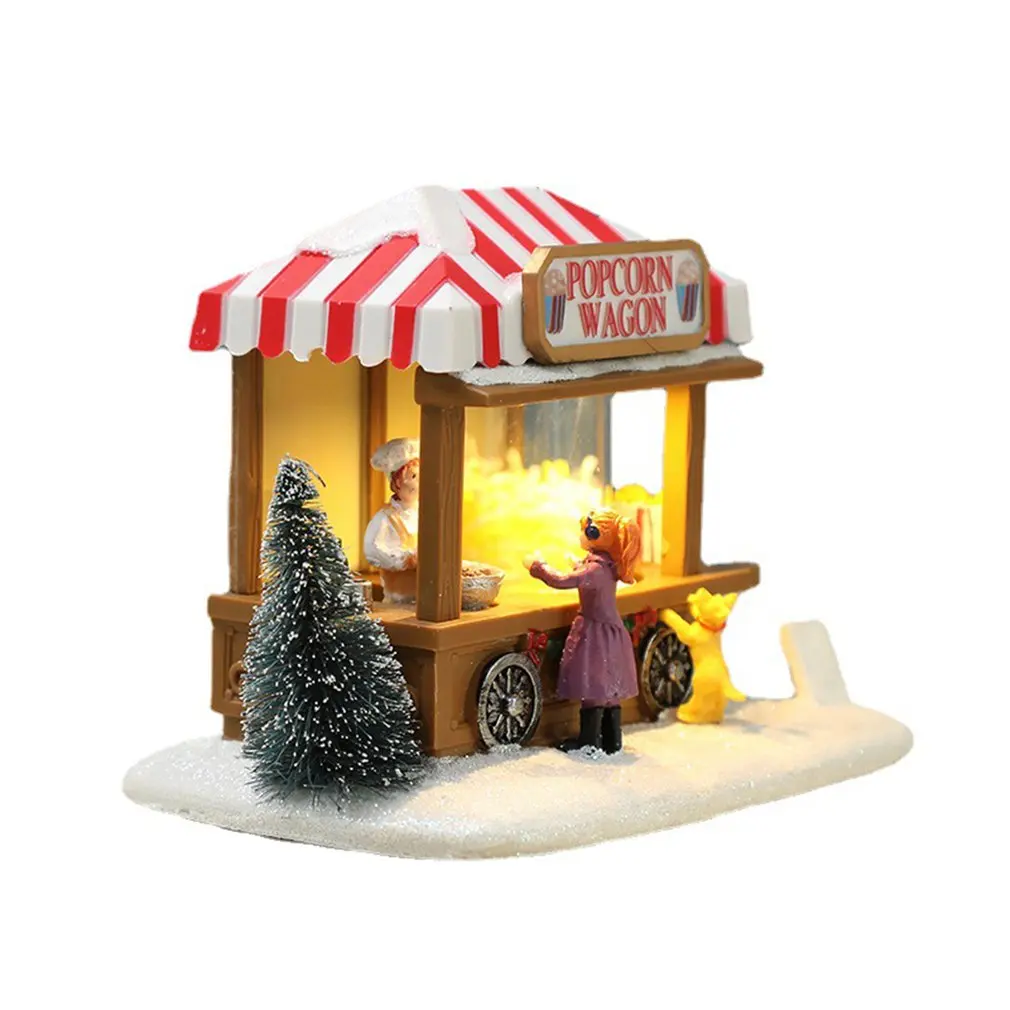 

Christmas Dining Car Popcorn Luminous Small House Ornaments Christmas Decorations Holiday Gifts Popcorn Wagon