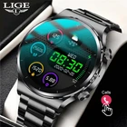 LIGE 2021 Новые смарт-часы с Bluetooth вызовом для мужчин, водонепроницаемые, полный сенсорный экран, спортивный фитнес-трекер, мужские умные часы для Xiaomi iPhone