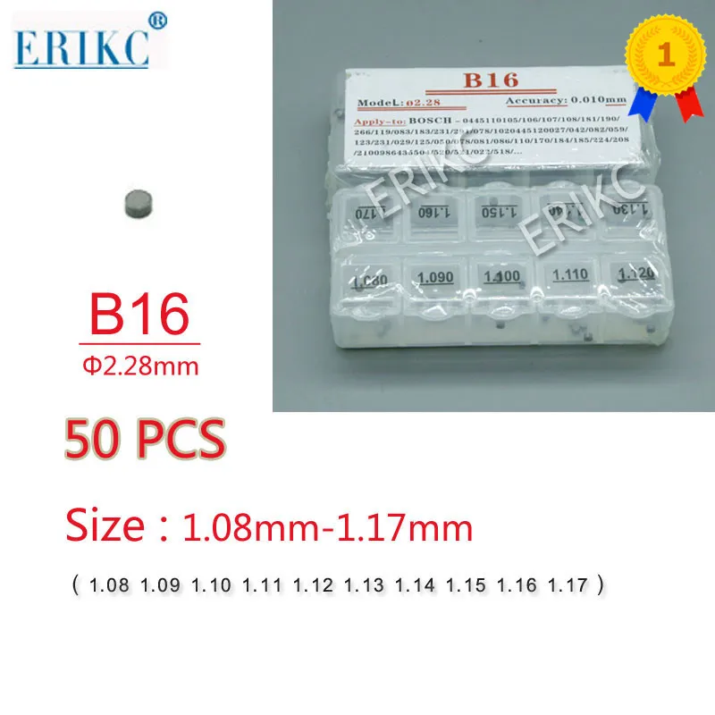 

50PCS ERIKC Injector adjustment Shims B16 Size 1.08mm-1.17mm High Accuracy Adjusting Shims Common Rail Injector Shims for Bocsh