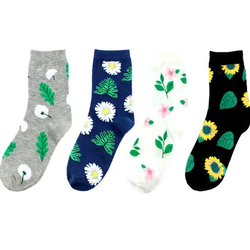 Носки женские в Корейском стиле с подсолнухом хлопковые короткие цветные мягкие