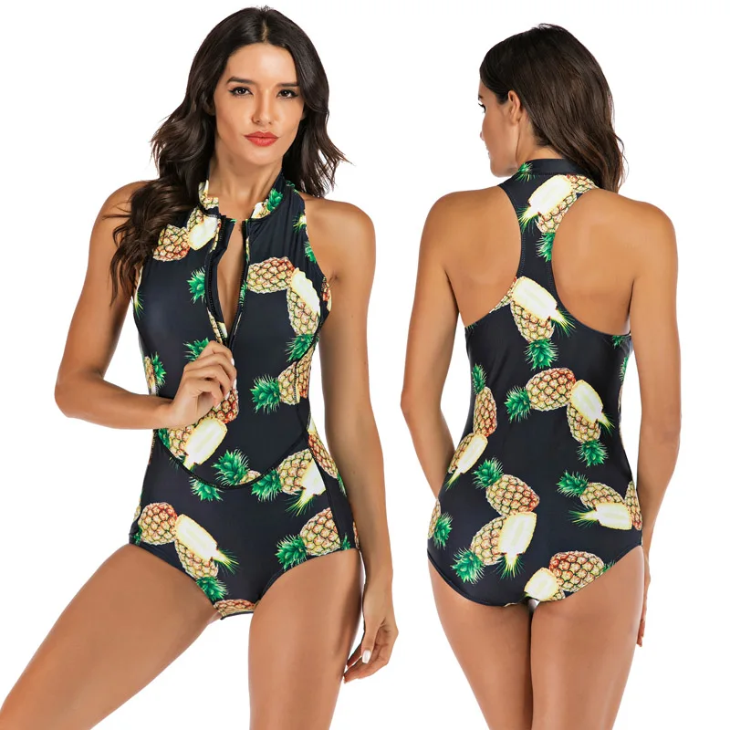 7716 Bathers, сдельный купальник, женский купальник,, на молнии, монокини, без рукавов, для серфинга, купальник, женский, для пляжа, купальник, XL - Цвет: 7716