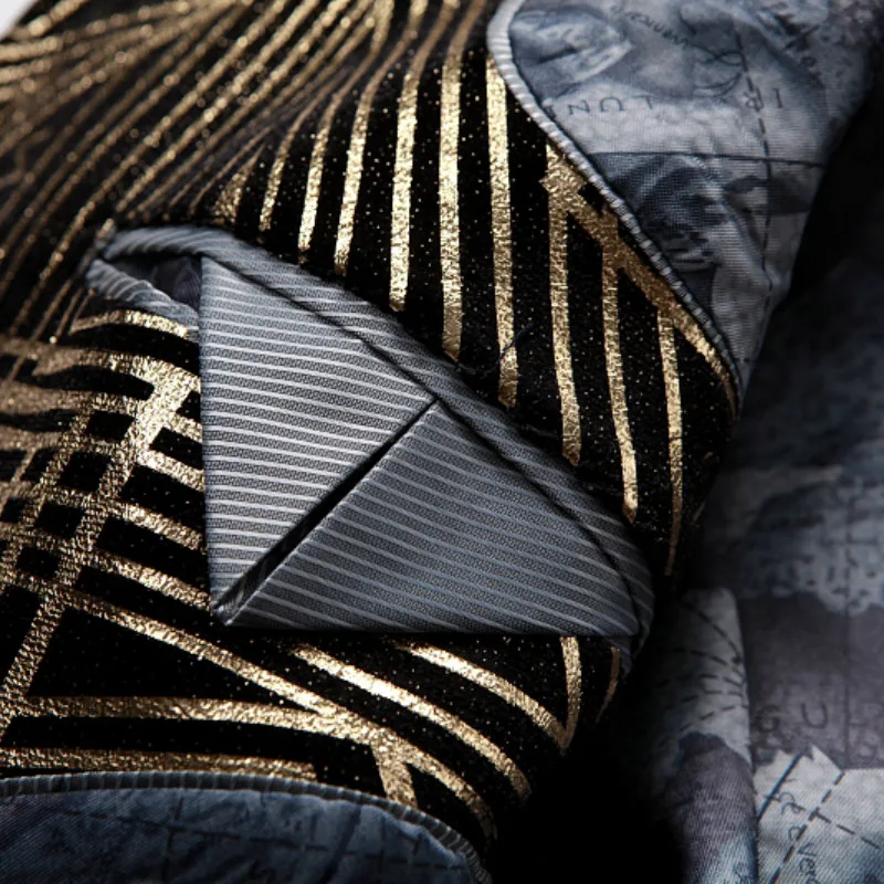 Мужской блейзер с золотыми полосками приталенный Блейзер для мужчин большой