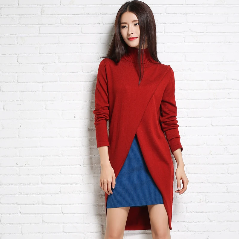 Женский длинный тонкий пуловер с высоким воротником без рукавов вязаный жилет