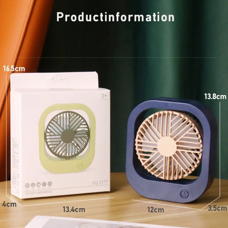 

H05F Mini Tabletop Fan Quiet Portable Mini USB Rechargeable Desktop Fan Air Circulator Adjustable Head 90 Rotatable