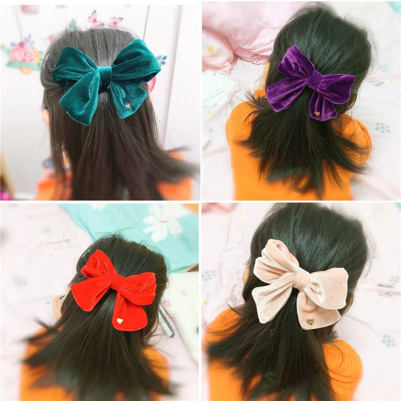 

2021 New Korea Style Simple Girl Hairpins Anti-velvet Bowknot Solid Color Lovely Hair Clip for Children Fashion Hair Accessories
