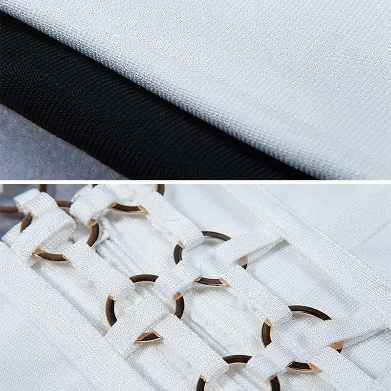 

Women's Vestidos Bandage Dress Rayon Summer Hollow Out U Neck Sequined Bodycon Dress Black White Dinner Sexy Party Dresses