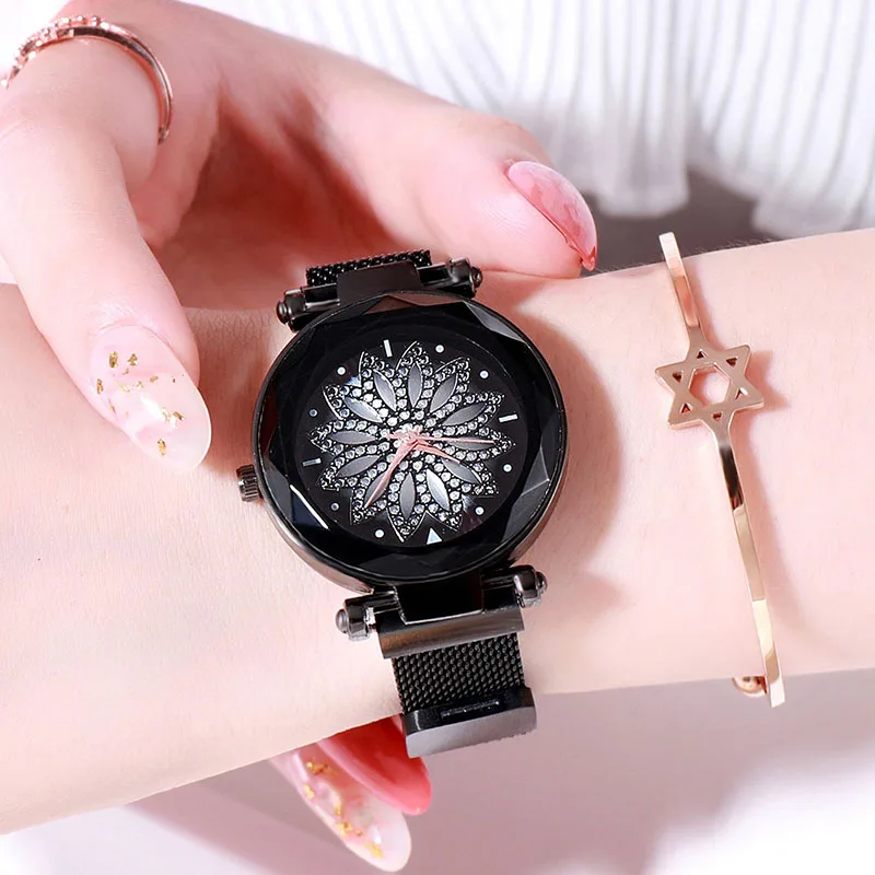 【Сток Clearance】 Женские Романтические Стразы нарядные часы сетка сталь звездное