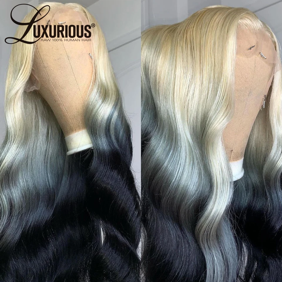 

#613 Colored Ombre Navy Blue Body Wave Wigs T Part Transparent Human Hair Wigs Cosplay Lace Wig Brazilian Remy Hair For Women