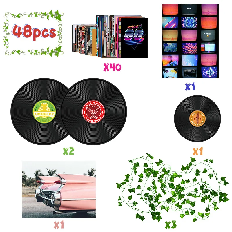 Kit de Collage de fotos de pared de estilo Retro para ni&ntilde;os y adultos, tarjeta de modelo de &aacute;lbum Vintage de vides falsas, decoraci&oacute;n de dormitorio, 48 piezas-1
