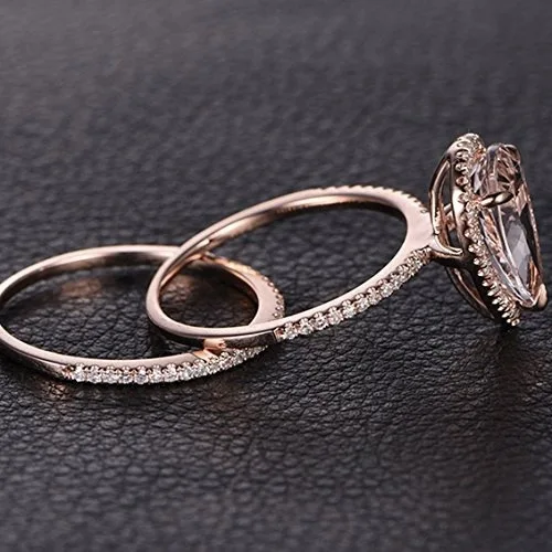 Женский набор колец из розового золота 2 шт. Подарок на годовщину чистое