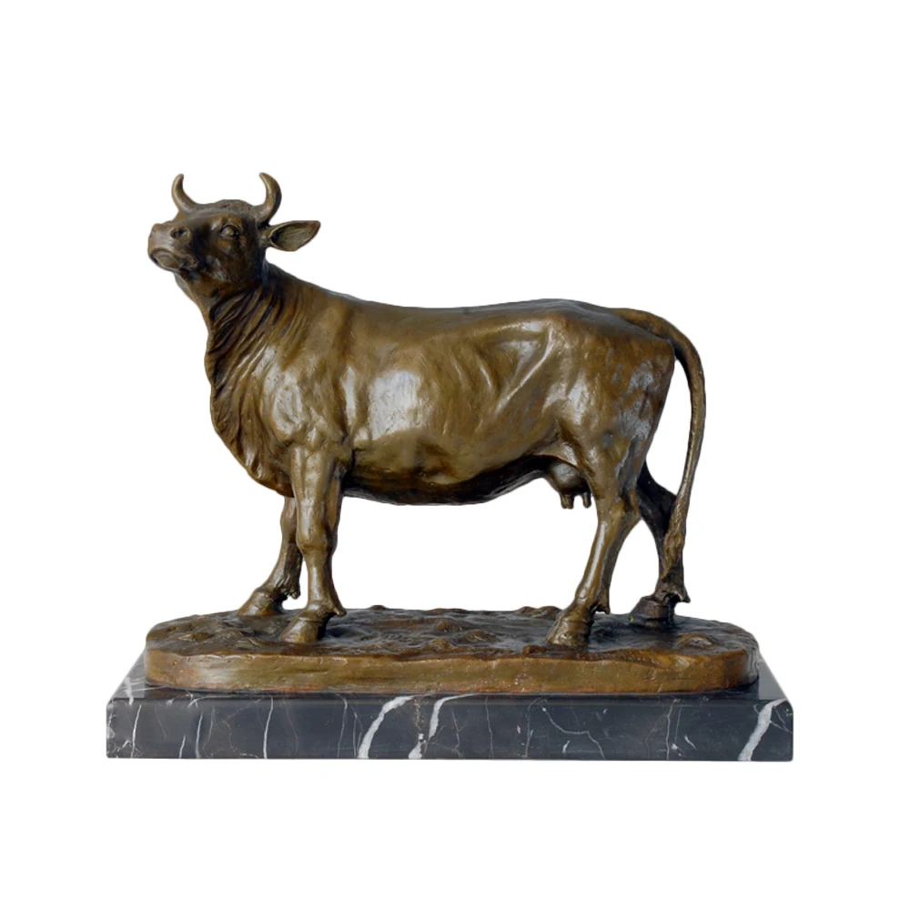 

Bronze Cow Statue Animal Sculpture Art Home Decor Shelf Display Home Decoration