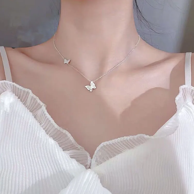 

Fashion Butterfly Pendant Choker Necklace Women Statement Collares Bohemian Beach Jewelry Birthday Gift