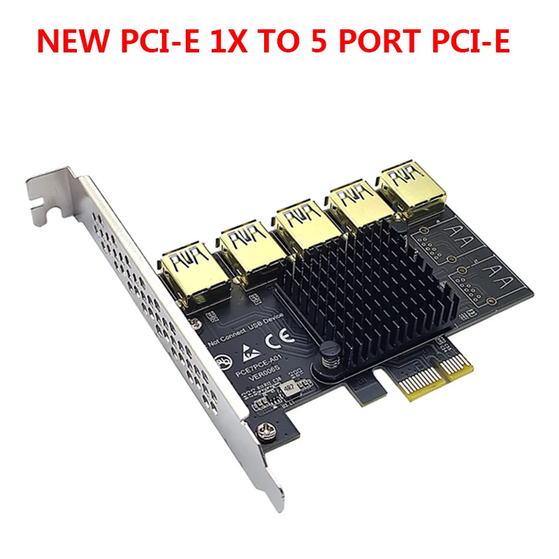 

Riser USB 3.0 PCI-E Express 1x Riser Card Adapter PCIE 1 To 6 Slot/5 Slot PCIe Port Multiplier Card For BTC Bitcoin Miner Mining