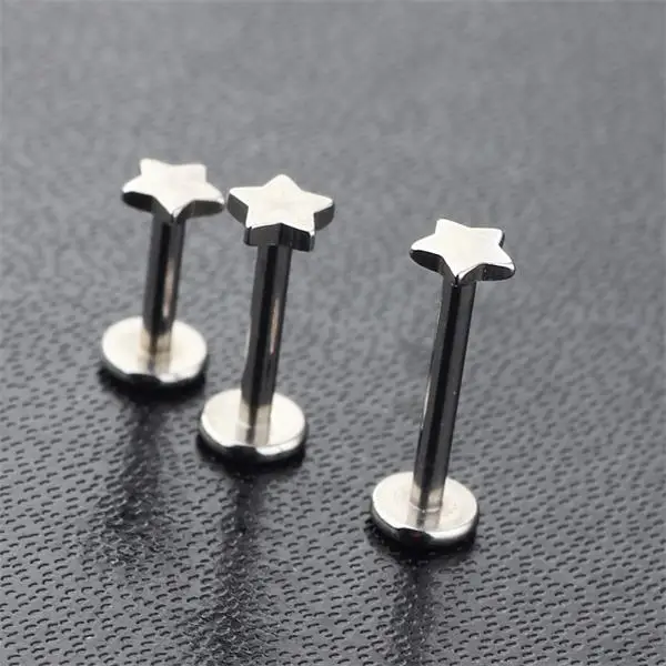 3 mm star style Лабрет Монро шпильки 16 г 316L нержавеющая сталь CZ Лабрет Монро кольца для губ хрящевая спираль трагус пирсинг носа 6-10 мм - Окраска металла: 3 mm star style