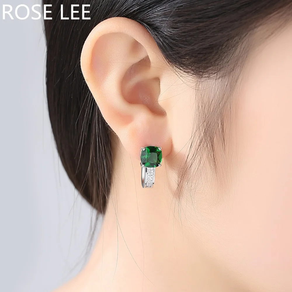 Женские корейские геометрические серьги кольца с фианитом Rose Lee ювелирные