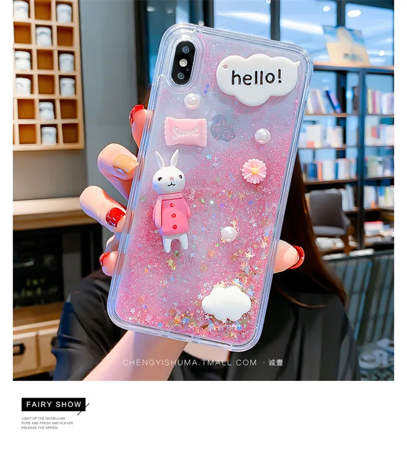 Чехол для samsung Galaxy M30 A10 A30 A50 A70 S10 S9 S8 плюс J8 J6 J4 J5 J3 PRO Note 9 8 J530 J330 «милый кролик» с изображениями искрящихся влажным блеском