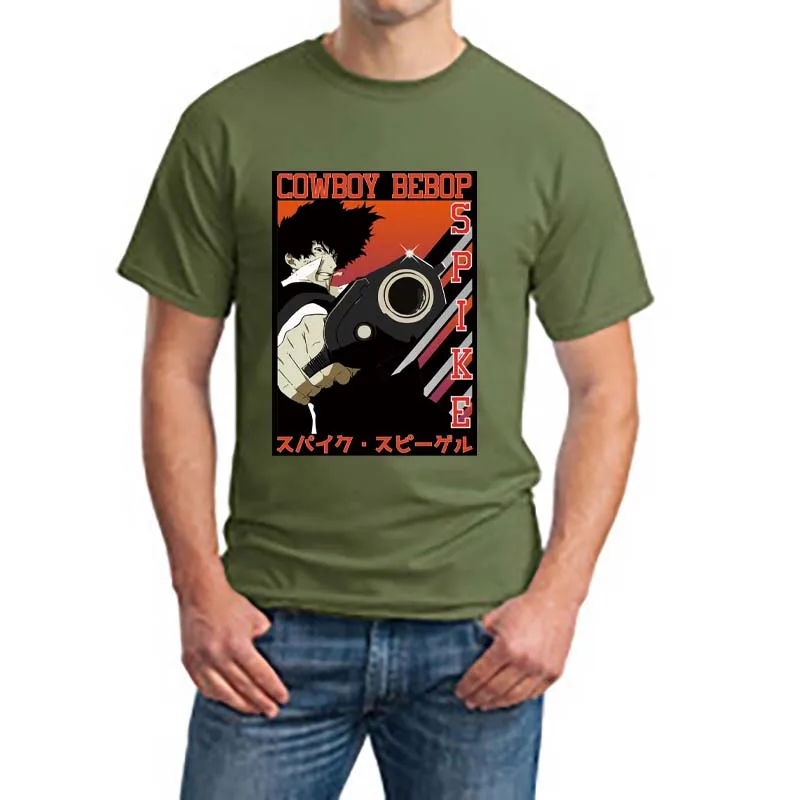 

Spike Mirror Cowboy Bebop T-shirt Soft Katoon Anime Manga Shirt Spike Mirror Jazz Club T-shirt Short Mouwen Graphic tea top